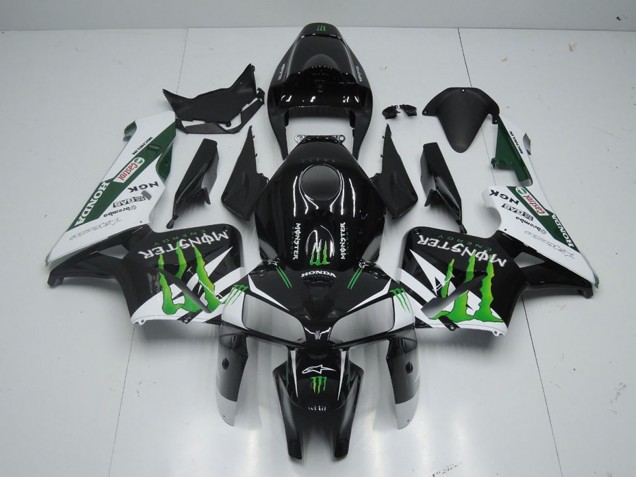 2005-2006 Glossy Black White Green Monster Honda CBR600RR Motorcycle Fairing UK