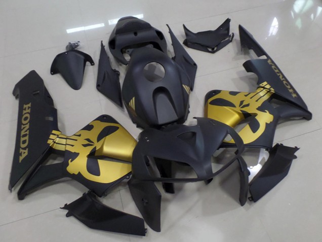 2005-2006 Matte Black with Gold Skull Honda CBR600RR Motorcycle Fairings UK