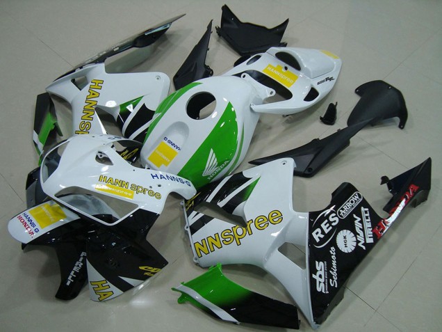 2005-2006 White Green Yellow Glossy Black Hannspree Honda CBR600RR Motorcycle Fairings UK