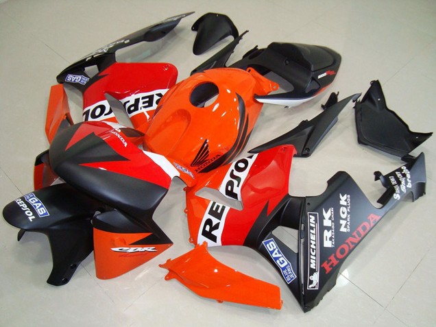 2005-2006 Orange Red White Matte Black Repsol Racing Honda CBR600RR Motorcycle Fairings UK