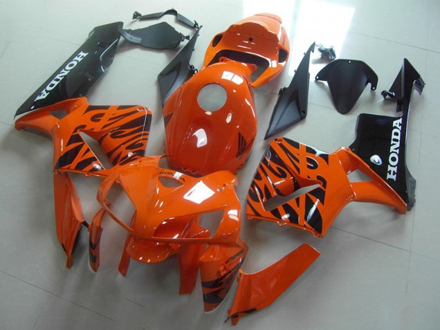 2005-2006 Orange Black Flame Honda CBR600RR Motorcycle Fairings UK