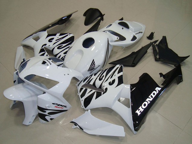 2005-2006 White Black Flame Honda CBR600RR Motorcycle Fairings UK