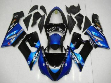 Buy 2005-2006 Blue Glossy Black Elf Kawasaki ZX6R Motorcycle Fairings UK