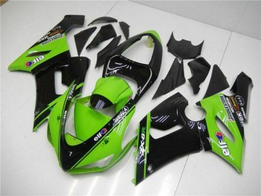 Buy 2005-2006 Green Glossy Black Elf Kawasaki ZX6R Motorcycle Fairings UK
