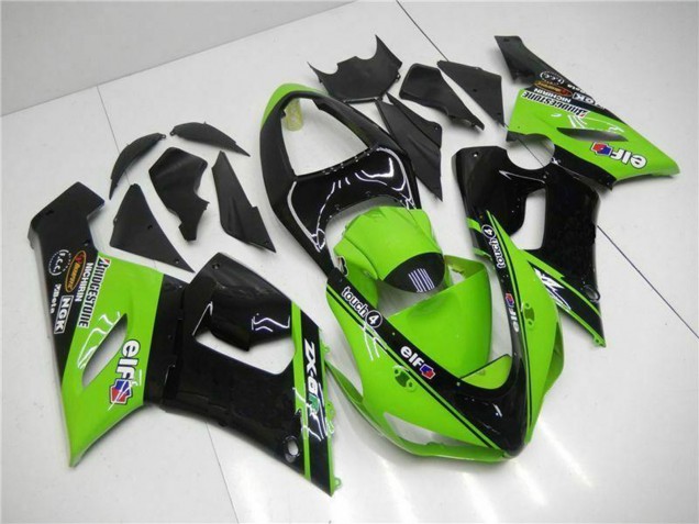 2005-2006 Green Glossy Black Elf Kawasaki ZX6R Motorcycle Fairings UK