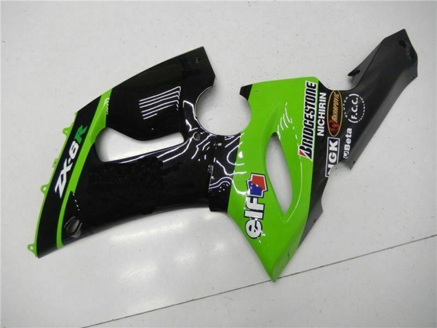 2005-2006 Green Glossy Black Elf Kawasaki ZX6R Motorcycle Fairings UK