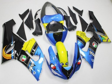Buy 2005-2006 Blue Yellow Black Shark Kawasaki ZX6R Motorcycle Fairings UK