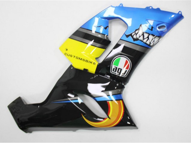 2005-2006 Blue Yellow Black Shark Kawasaki ZX6R Motorcycle Fairings UK