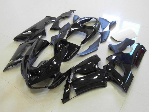 2005-2006 Glossy Black Silver Decals Kawasaki ZX6R Motorcycle Fairings UK