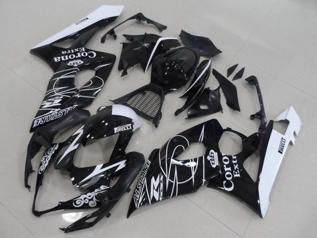 2005-2006 Glossy Black White Corona Suzuki GSXR 1000 Motorcycle Fairings UK
