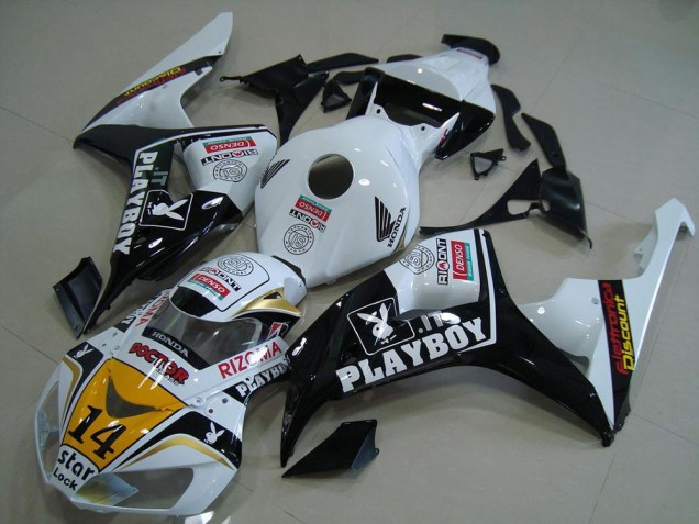 2006-2007 White Yellow Glossy Black Denso Playboy 14 Honda CBR1000RR Motorcycle Fairings UK