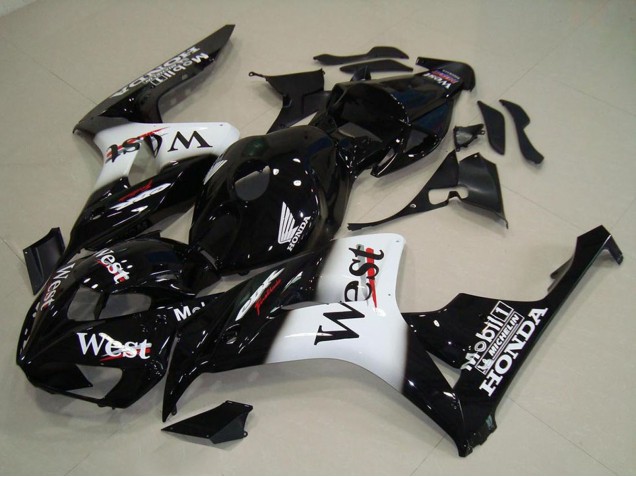 2006-2007 Glossy Black White West Honda CBR1000RR Motorcycle Fairings UK