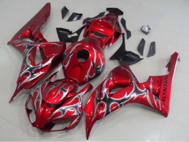 2006-2007 Red Black Silver Flame Honda CBR1000RR Motorcycle Fairings UK