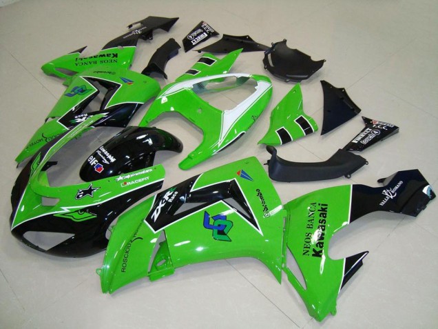 2006-2007 Green White Glossy Black Kawasaki ZX10R Motorcycle Fairings UK