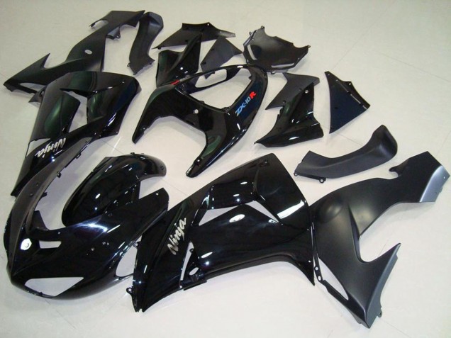 2006-2007 Glossy Black Matte Black White Ninja Kawasaki ZX10R Motorcycle Fairings UK