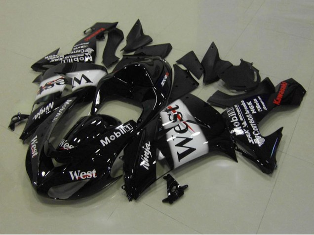 2006-2007 Glossy Black White West Red Kawasaki ZX10R Motorcycle Fairings UK