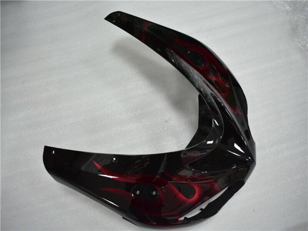 2006-2007 Glossy Black Red Flame Kawasaki ZX10R Motorcycle Fairing UK