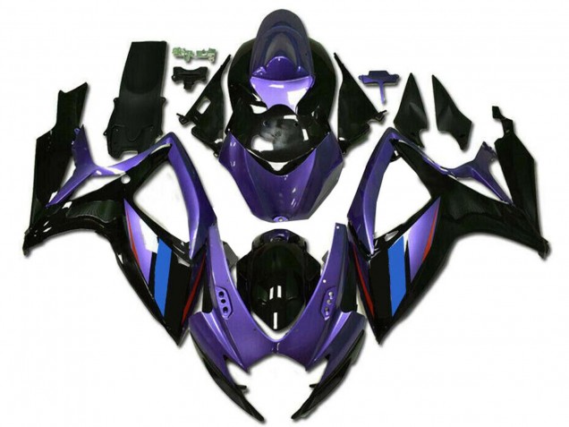 2006-2007 Purple Blue Glossy Black Stripe Suzuki GSXR 600/750 Motorcycle Fairings UK