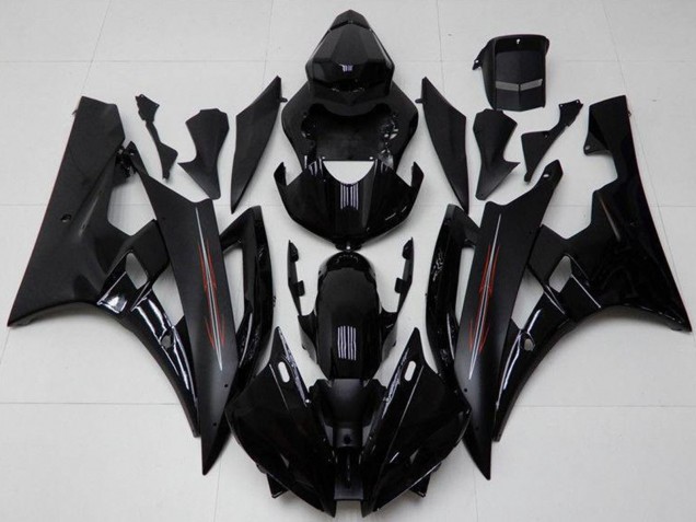 2006-2007 Glossy Black Matte Black Yamaha YZF R6 Motorcycle Fairing Kits UK