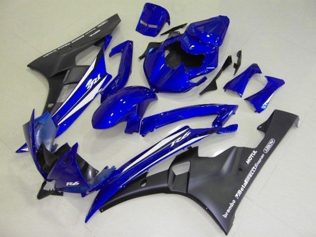 2006-2007 Blue White Matte Black Motul Yamaha YZF R6 Motorcycle Fairings UK