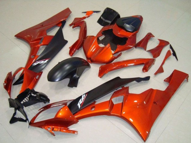 2006-2007 Orange Matte Black Yamaha YZF R6 Motorcycle Fairing Kits UK