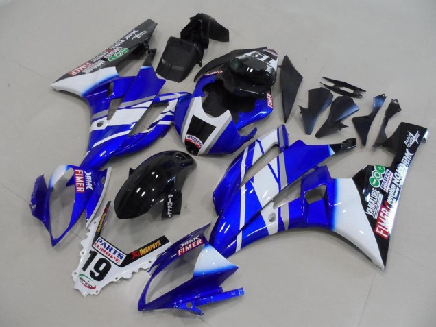 2006-2007 White Blue Glossy Black Fimer Yamalube Yamaha YZF R6 Motorcycle Fairings UK
