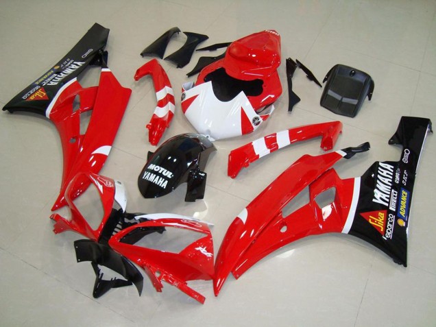 2006-2007 Red White Glossy Black Motul Yamaha YZF R6 Motorcycle Fairings UK