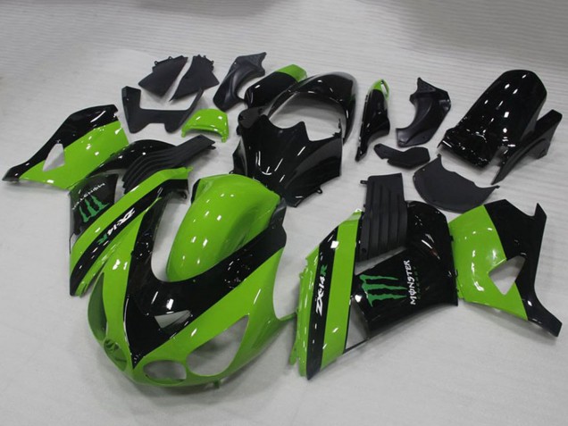 2006-2011 Green Glossy Black Monster Kawasaki ZX14R ZZR1400 Motorcycle Fairings UK
