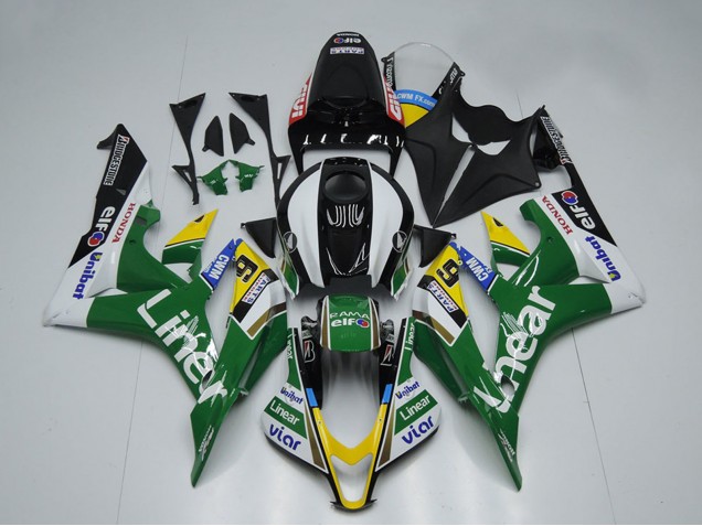 2007-2008 Green White Glossy Black Liner Honda CBR600RR Motorcycle Fairings UK