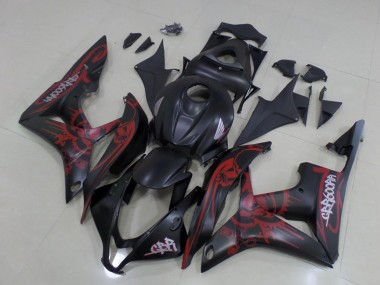 Buy 2007-2008 Matte Black Red Skull Honda CBR600RR Motorcycle Fairings UK