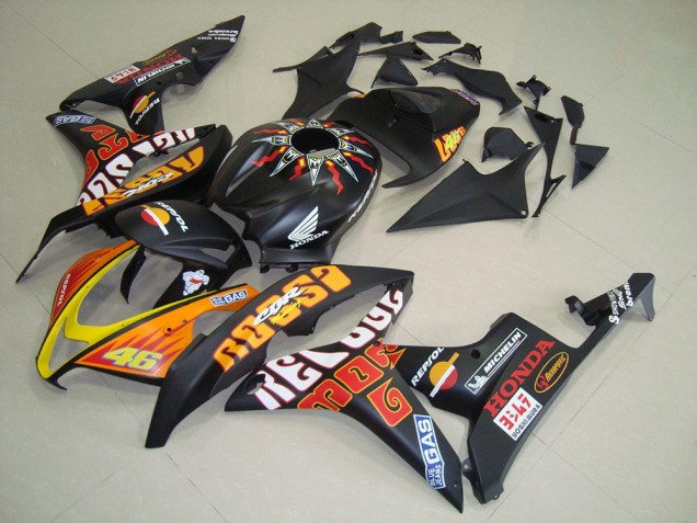 2007-2008 Matte Black Orange Yellow Rossi 46 Honda CBR600RR Motorcycle Fairings UK