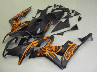 Buy 2007-2008 Matte Black Orange Skull Honda CBR600RR Motorcycle Fairings UK