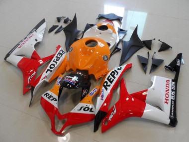 Buy 2007-2008 Orange White Red Glossy Black Repsol Honda CBR600RR Motorcycle Fairing Kits UK