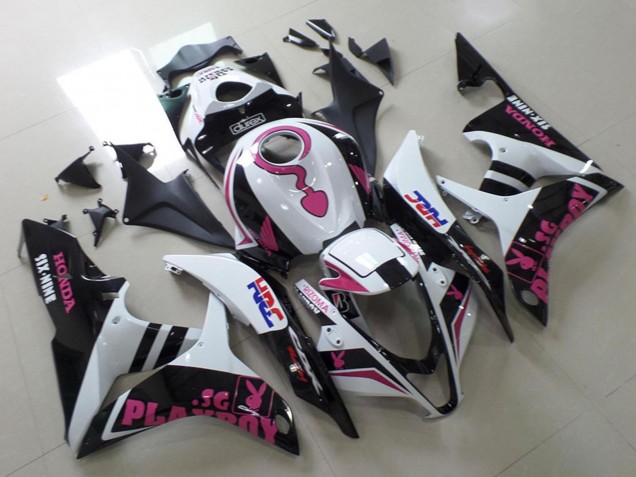 2007-2008 White Pink Matte Black HRC Playboy with Durex Honda CBR600RR Motorcycle Fairings UK