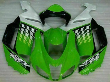 Buy 2007-2008 Green White Ninja Kawasaki ZX6R Motorcycle Fairings UK