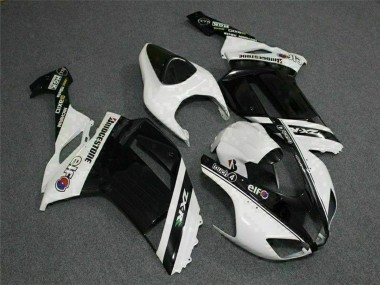 Buy 2007-2008 Black White Elf Kawasaki ZX6R Motorcycle Fairings UK