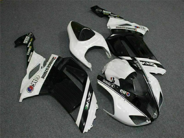 2007-2008 Black White Elf Kawasaki ZX6R Motorcycle Fairings UK