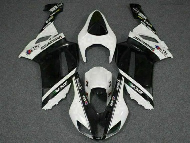 Buy 2007-2008 Black White Elf Kawasaki ZX6R Motorcycle Fairings UK