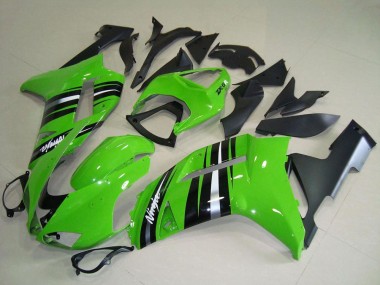 Buy 2007-2008 Green and Silver Stripe Kawasaki ZX6R Motorcycle Fairings UK