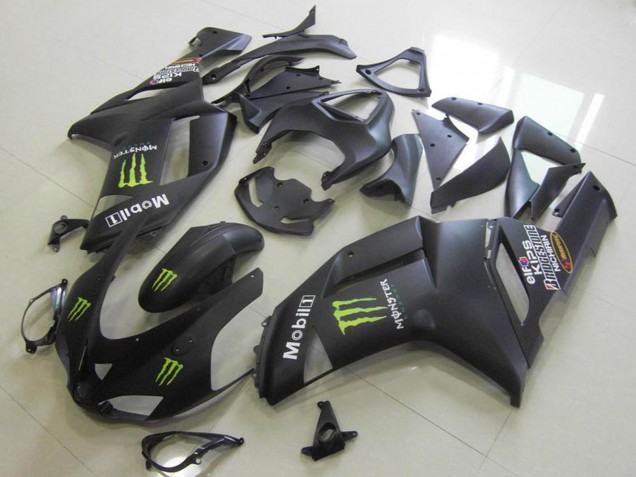 2007-2008 Matte Black Monster Kawasaki ZX6R Motorcycle Fairings UK