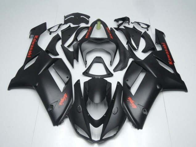 2007-2008 Matte Black with Red Sticker Kawasaki ZX6R Motorcycle Fairings UK
