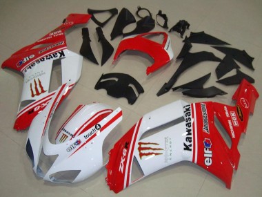 Buy 2007-2008 Red and White Kawasaki ZX6R Motorcycle Fairings UK