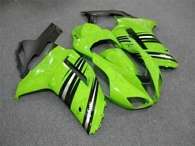 2007-2008 Green Black Kawasaki ZX6R Motorcycle Fairing Kits UK