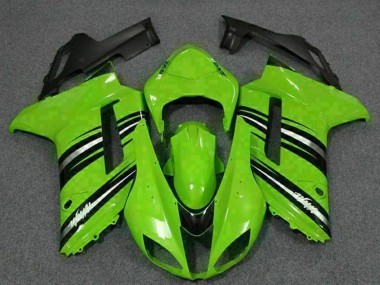 Buy 2007-2008 Green Black Kawasaki ZX6R Motorcycle Fairing Kits UK