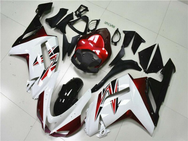2007-2008 White Black Red Kawasaki ZX6R Motorcycle Fairings UK