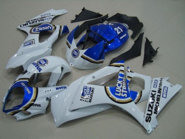 Buy 2007-2008 White Blue Lucky Strike Suzuki GSXR 1000 Motorcycle Fairings UK