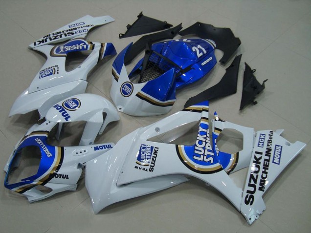 2007-2008 White Blue Lucky Strike Suzuki GSXR 1000 Motorcycle Fairings UK