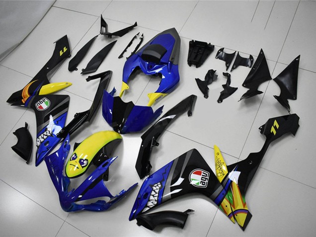 2007-2008 Blue Yellow Black Shark Yamaha YZF R1 Motorcycle Fairings UK