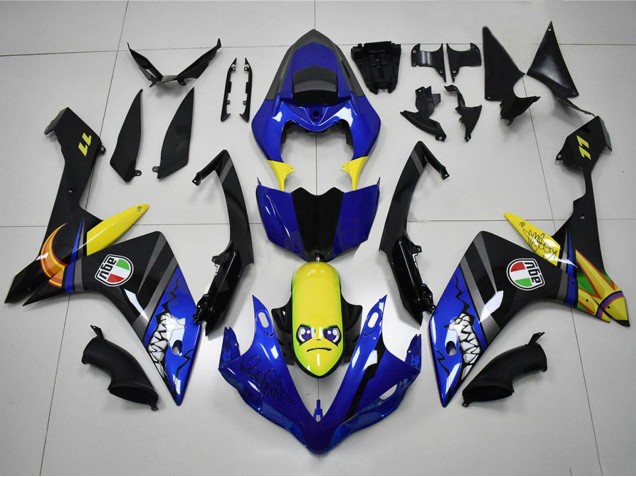 2007-2008 Blue Yellow Black Shark Yamaha YZF R1 Motorcycle Fairings UK