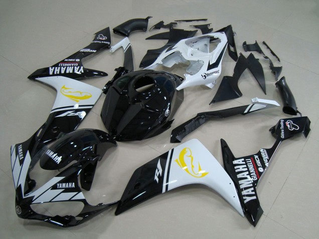 2007-2008 White Black Yellow Dolphin Yamaha YZF R1 Motorcycle Fairings UK